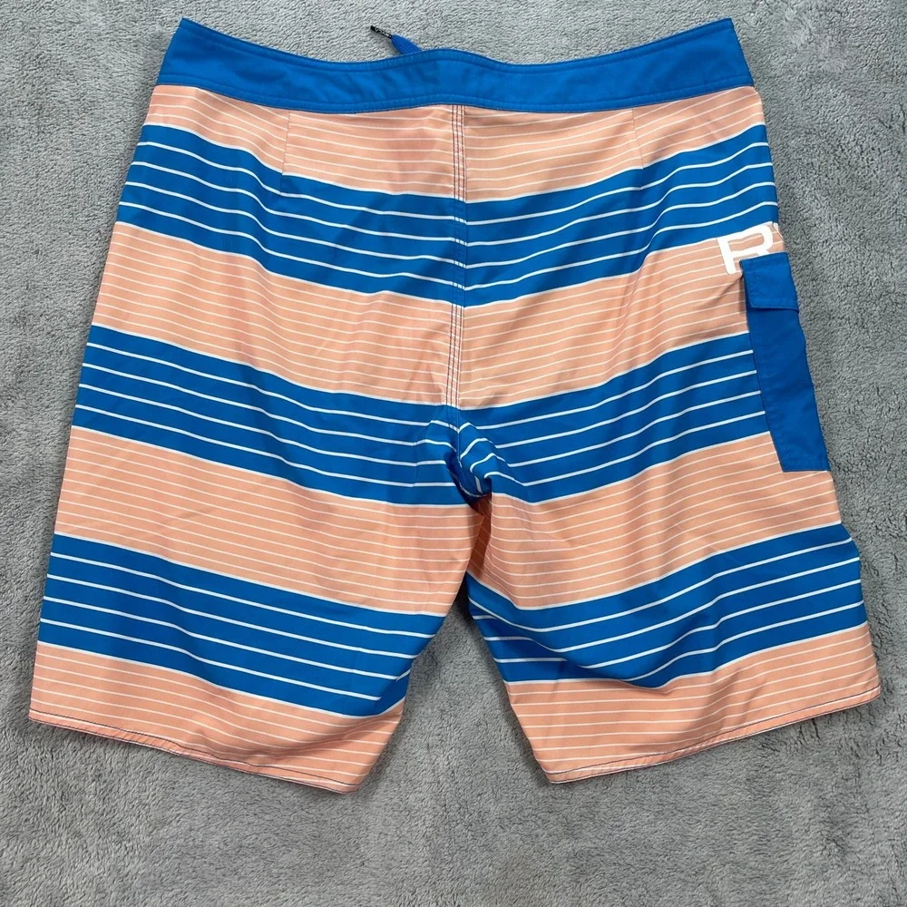 RVCA Board Shorts Men 36 Blue Peach Industry Striped Performance Stretch Pocket